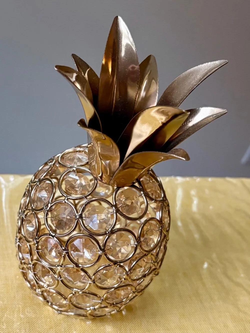 Pier 1 Gold Crystal and Metal Pineapple